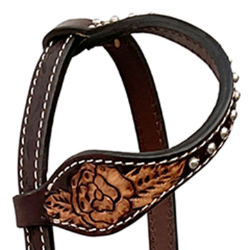 Bar H Equine Western Leather Horse Tack Set Floral Carved Beeded Inlay